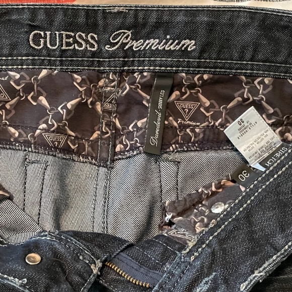 GUESS PREMIUM Dark Wash Skinny Leg Jeans - Size 30 - Picture 7 of 9